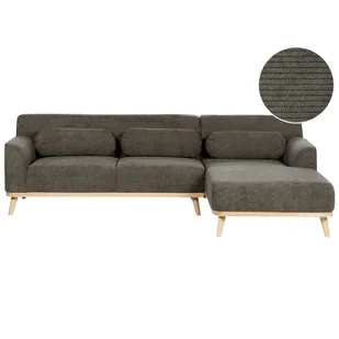 BELIANI Narożnik lewostronny ciemnozielony sztruksowa tapicerka 3-osobowy drewniane nóżki kanapa sofa retro salon - Narożniki BELIANI Narożnik lewostronny ciemnozielony sztruksowa tapicerka 3-osobowy drewniane nóżki kanapa sofa retro salon - Narożniki - miniaturka - grafika 1