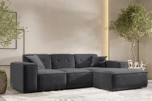 Sofa w kształcie L PULA narożnik tkanina Perfect Harmony czarny prawy - Narożniki - miniaturka - grafika 1