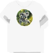 Koszulki i topy damskie - Koszulka damska biała z nadrukiem koali w szarym futrze M - miniaturka - grafika 1