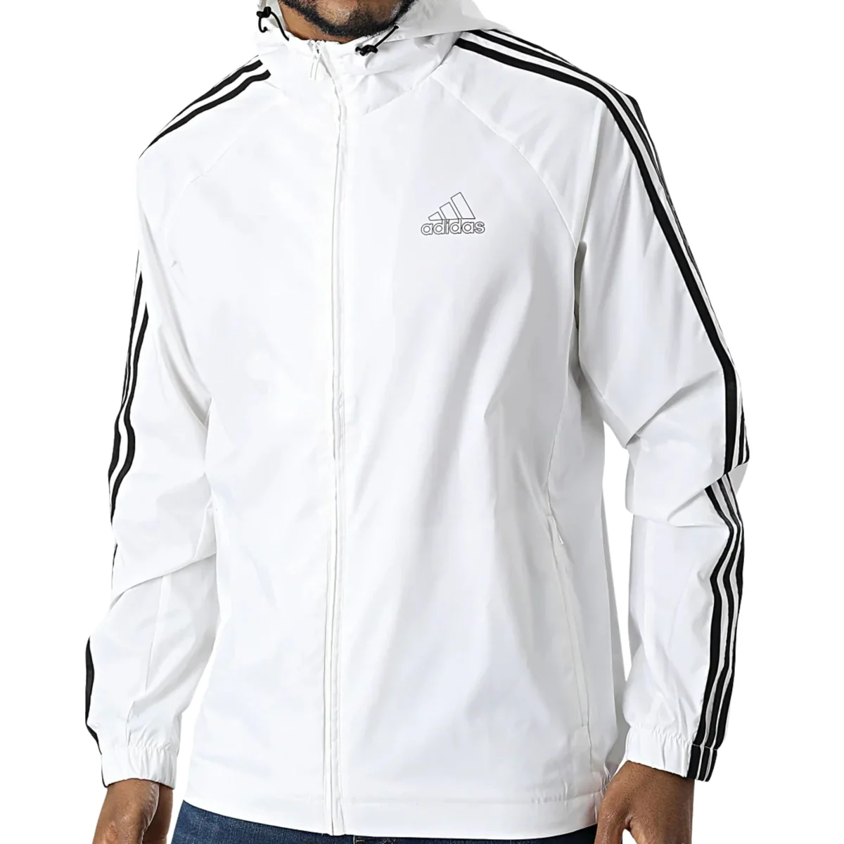 Męska Kurtka Wiatrówka Biała Adidas M 3S Wb S