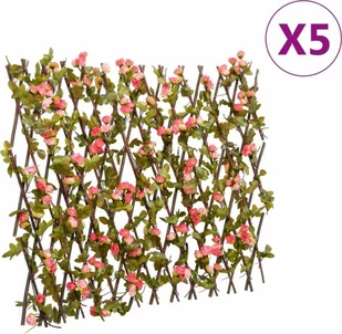 vidaXL Kratki ze sztucznym bluszczem, rozsuwane, 5 szt., ciemny róż - Pozostałe ozdoby ogrodowe - miniaturka - grafika 1