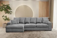 Narożniki - Sofa w kształcie L GABON narożnik z funkcją spania tkanina Zoom szary lewy - miniaturka - grafika 1