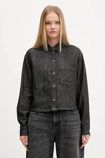 Guess Jeans koszula bawełniana damska kolor czarny relaxed z kołnierzykiem klasycznym W5BH0D D6161 - Koszule damskie - miniaturka - grafika 1