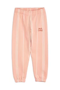 Spodnie i spodenki dla dziewczynek - Mini Rodini spodnie dresowe bawełniane dziecięce kolor różowy wzorzyste - grafika 1