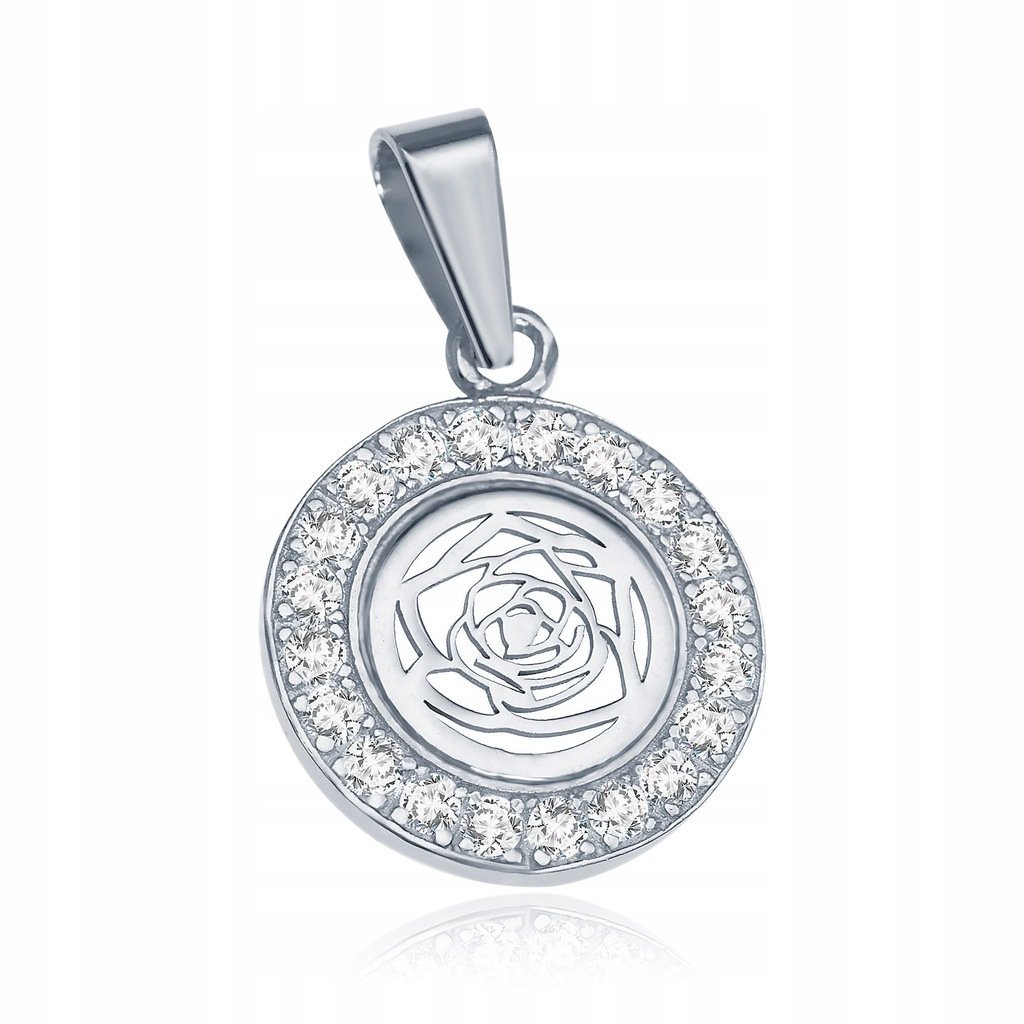 Srebrna Zawieszka Róża Z Cyrkoniami Mała