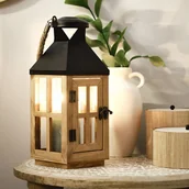 Lampiony i znicze - Latarnia BUREL drewniana 12,5x12,5x31 cm - miniaturka - grafika 1