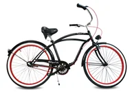 Rowery - Rower miejski męski Cruiser 28 DRACULA czarny czerwony - miniaturka - grafika 1