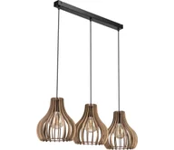 Lampy sufitowe - Żyrandol na lince TUCCI 3xE27/15W/230V dąb/czarny - miniaturka - grafika 1