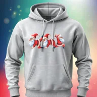 Bluzy męskie - Bluza uniwersalna typu kangurka z kapturem Świąteczna Mikołajki jasnoszara XL Święta - miniaturka - grafika 1