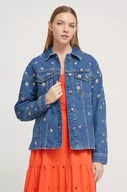 Kurtki damskie - Desigual kurtka jeansowa damska kolor niebieski przejściowa oversize - miniaturka - grafika 1