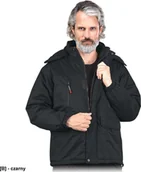 Odzież robocza - R.E.I.S. NORWAY - Kurtka ocieplana, odsuwany kaptur, powłoka 100% poliester powlekany PCV, 150 g/m, 5 kieszeni - czarny L - miniaturka - grafika 1