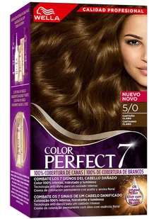 Farba kremowa z utleniaczem Wella Color Perfect 7 100 Cobertura De Canas 5-0-Castano Claro 60 ml (4064666324036) - Farby do włosów i szampony koloryzujące - miniaturka - grafika 1