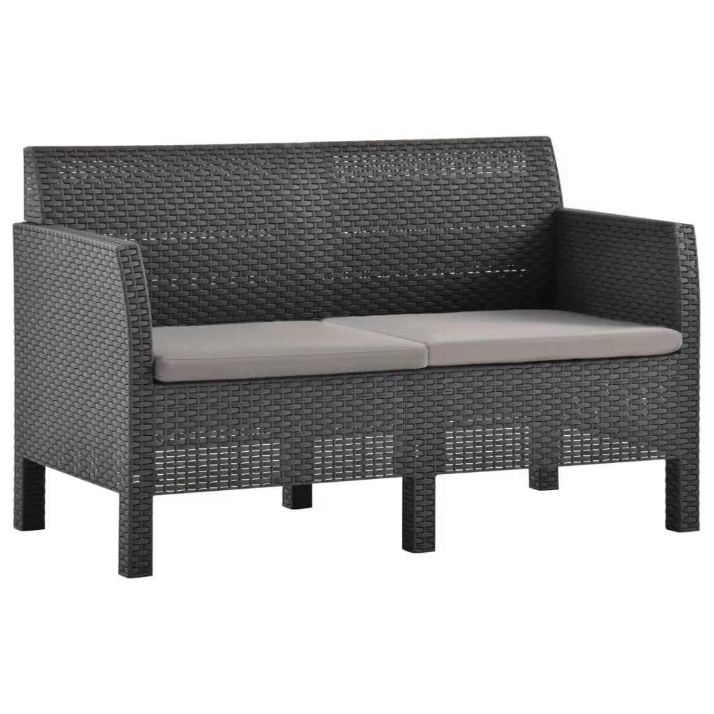 VidaXL Lumarko 2-osobowa sofa ogrodowa z poduszkami, antracytowa, PP 3067231 VidaXL