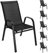 Fotele i krzesła ogrodowe - Krzesła ogrodowe 6 szt. zestaw metalowe do 120 kg, na taras, balkon czarne UNIWERSALNY - miniaturka - grafika 1