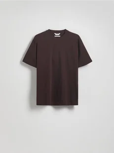 Reserved - Bawełniany t-shirt boxy - ciemnobrązowy - Koszulki męskie - miniaturka - grafika 1