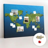 Tablice i flipcharty - Tablica Korkowa XXL - 100x140 cm - Mapa świata + Metaliczne Pinezki - miniaturka - grafika 1