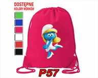 Torby szkolne - WOREK SZKOLNY NA WF BUTY SPORTOWY DLA DZIECKA SMERFY 5 WZORÓW + IMIĘ - miniaturka - grafika 1