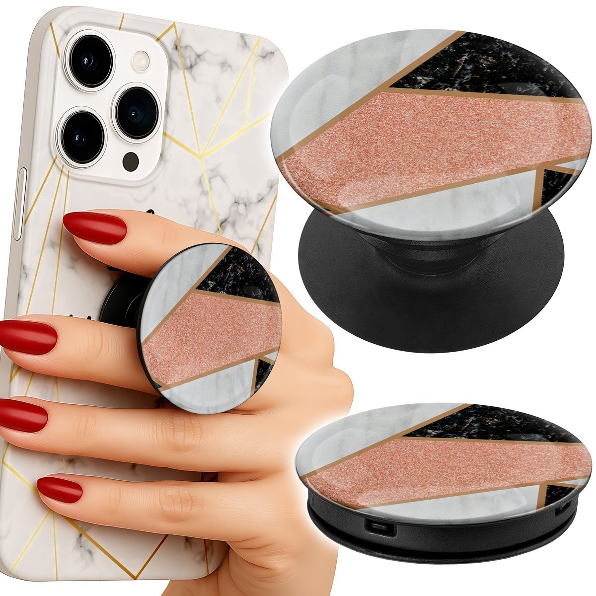 Uchwyt do telefonu Popsocket na palce / stojak - ELEGANCKIE MODNE WZORY