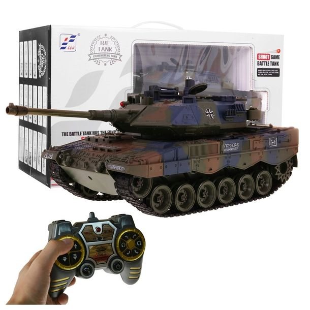 Czołg Zdalnie Sterowany Rc Leopard Skala 1:18 Strzela Dymi + Tarcza