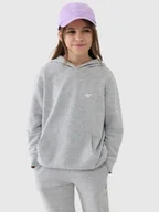 Bluzy dla dziewczynek - 4F Bluza dresowa nierozpinana z kapturem dziewczęca - szara 122 (6-7 lat) - miniaturka - grafika 1
