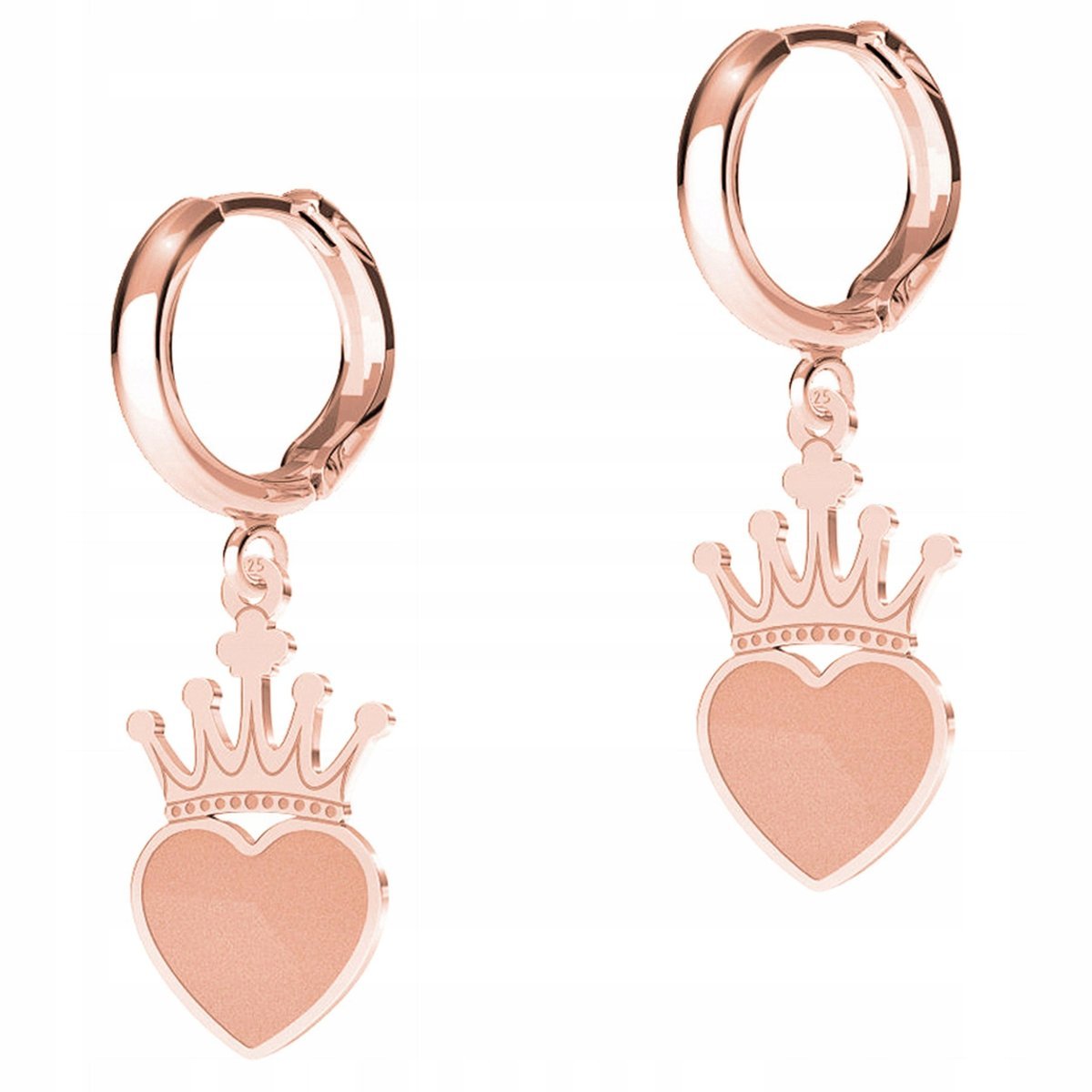 Kolczyki Pozłacane Korony z Serduszkami Serce Korona Crown SREBRO 925