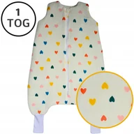 Śpiworki dla dzieci - OCIEPLANY ŚPIWOREK MUŚLINOWY Z NOGAWKAMI 68-86 S 1 TOG BAWEŁNA 100% - miniaturka - grafika 1