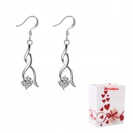 Kolczyki - Kolczyki Damskie Srebrne Długie Wiszące Otwarte 925 Splecione Kryształki - miniaturka - grafika 1