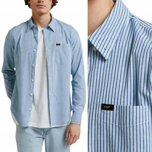 Lee BUTTON DOWN Anthem Blue NIEBIESKA KOSZULA W PASKI REGULAR FIT M - Koszule męskie - miniaturka - grafika 1