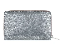 Portfele - Skórzany portfel damski RFID Srebrny błyszczący - miniaturka - grafika 1