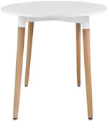 Stoły - Biały okrągły stół na drewnianych nogach 80 cm D4-D48 - miniaturka - grafika 1
