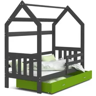 Łóżka - Łóżko drewniane 160x80 materac + szuflada DOMEK 2 - miniaturka - grafika 1