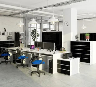 REGAŁ BIUROWY R 80 cm CLP 1 DRZWI 4 PÓŁKI BIAŁY / CZARNY POŁYSK - Regały biurowe - miniaturka - grafika 8