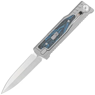 Nóż grawitacyjny Reate EXO-M OTF Gravity D/E Bead Blasted Titanium/Damascus Blue-Black G10, Satin Elmax - Noże - miniaturka - grafika 1