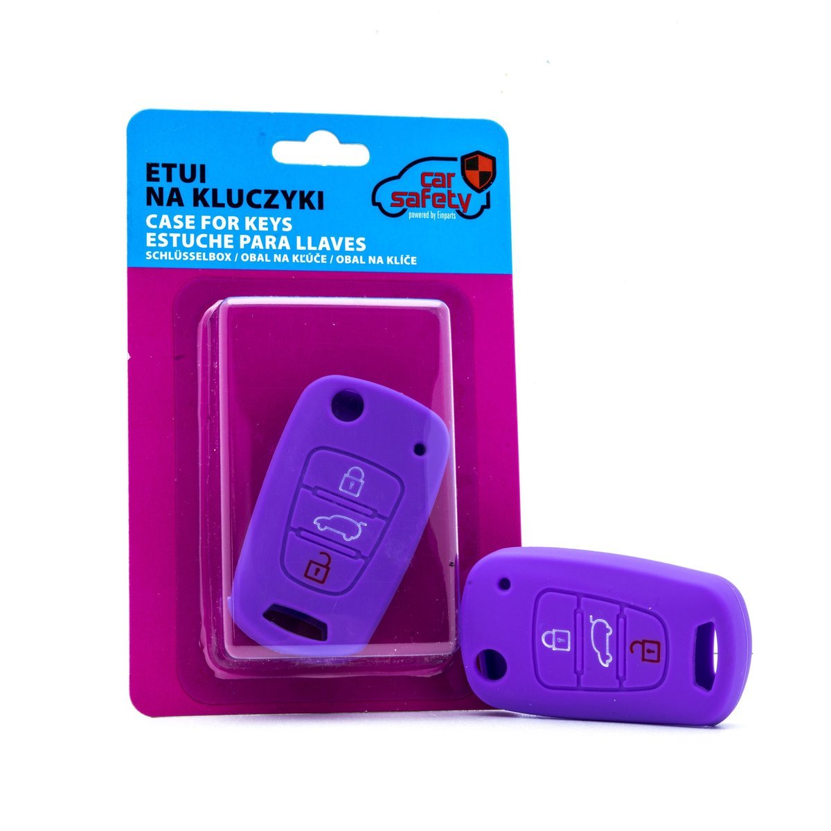CARSAFETY ETUI SILIKONOWE NA KLUCZYK FIOLETOWE DO HYUNDAI I30 IX20 KIA RIO