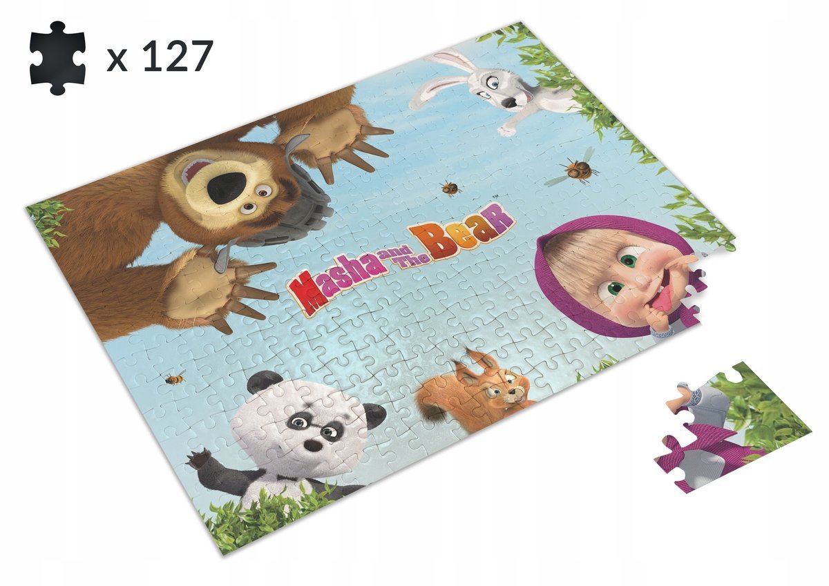 Puzzle Masza i Niedźwiedź + IMIĘ DZIECKA PREZENT