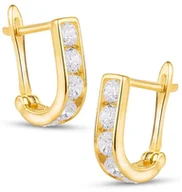 Biżuteria dla dzieci - ZŁOTE KOLCZYKI ANGIELSKIE CYRKONIA BIAŁA 585 - miniaturka - grafika 1