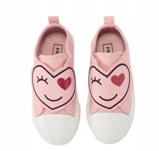 FRIBOO RÓŻOWE TRAMPKI DZIECIĘCE Z SERDUSZKIEM WSUWANE 31 4AA