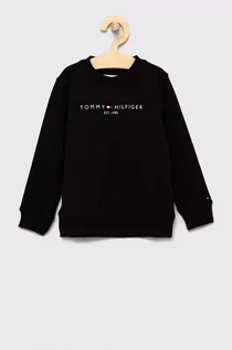 Bluzy damskie - Tommy Hilfiger Bluza bawełniana dziecięca kolor czarny z aplikacją - grafika 1