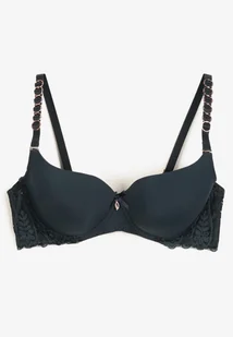 Ciemnozielony Biustonosz Typu Full Cup z Koronką i Usztywnionymi Miseczkami Luetta - Biustonosze - miniaturka - grafika 1