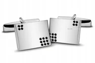 Spinki do mankietów i krawatów - Spinki do mankietów z czarnymi cyrkoniami , srebro próba 925 - miniaturka - grafika 1