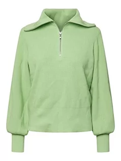 Swetry damskie - YAS Yasdeli Ls Zip Knit S. Noos sweter damski, Summer Green, XS - grafika 1