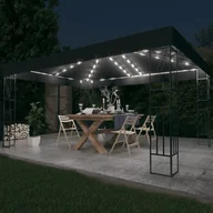 Altany ogrodowe - vidaXL Altana ze sznurem lampek, 3x4 m, antracytowa tkanina! 3070329 - miniaturka - grafika 1
