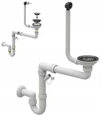 Pozostałe akcesoria kuchenne - Czarny syfon manualny przyścienny 1 komora do zlew - miniaturka - grafika 1