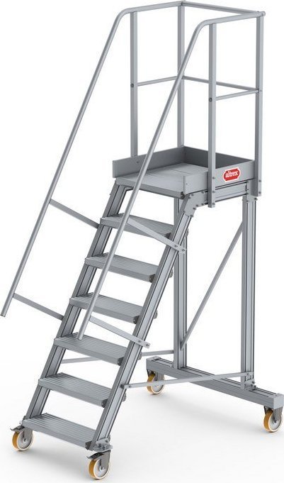 Lero Aluminiowy podest roboczy jezdny wys. 172 cm, 7 stopni, 4 koła