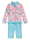 Stroje kąpielowe dla dziewczynek - Playshoes Strój kąpielowy w kolorze jasnoróżowo-turkusowym - miniaturka - grafika 1