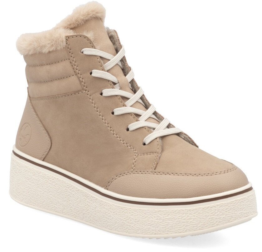 Buty damskie Rieker 78801 botki zimowe ocieplane futerkiem na platformie-37