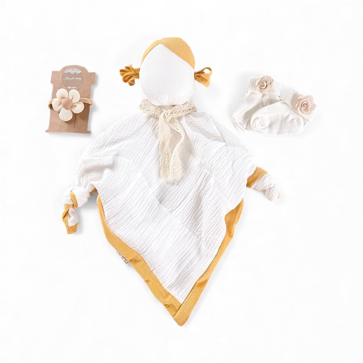 ZESTAW: PRZYTULANKA ZUZIA + OPASKA BEZUCISKOWA + SKARPETKI