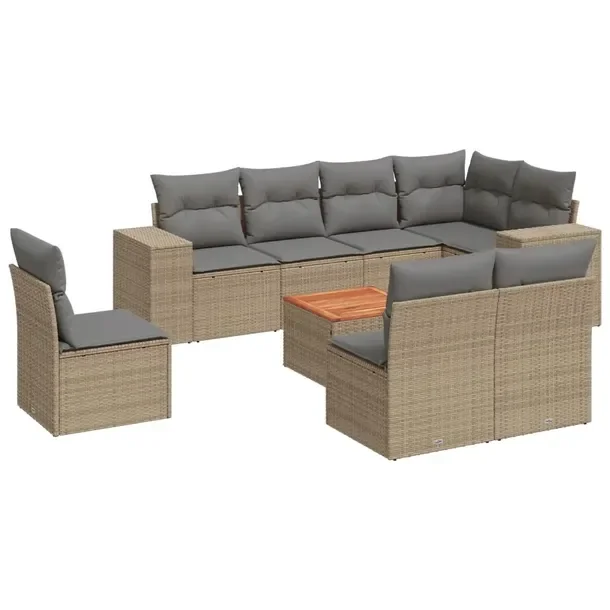 Zestaw mebli ogrodowych modułowych beżowy z poduszkami, rattan PE, 62x62x