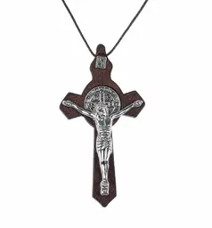Krzyżyk Benedyktyński na sznurku woskowanym, naszyjnik - Biżuteria religijna - miniaturka - grafika 1