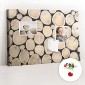 Tablice i flipcharty - Szkolna Tablica korkowa 60x40 cm, Kolorowe Pinezki, wzór Ścięte drzewa pieńki - miniaturka - grafika 1